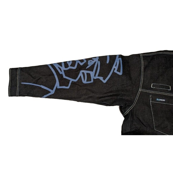 Vintage Y2K Raw Blue 3XL Denim Jacket NWT! Deadstock Urban Hip Hop Graffiti - Picture 7 of 16